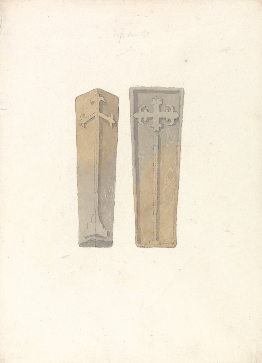Estudio de dos tapas de ataúd de iglesias de Norfolk de John Sell Cotman
