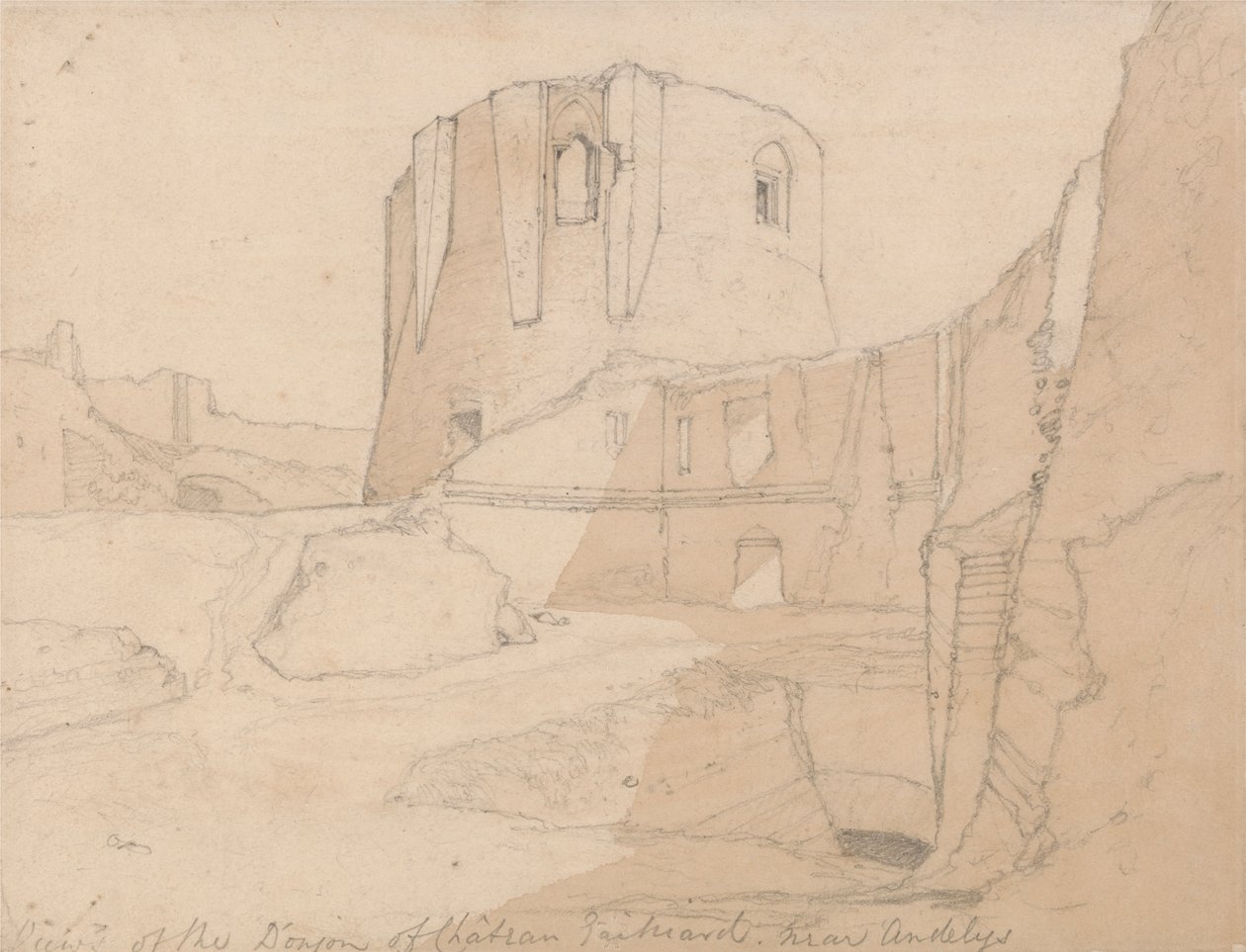 Vista del torreón de Chateau Gaillard, cerca de Andelys, Normandía de John Sell Cotman