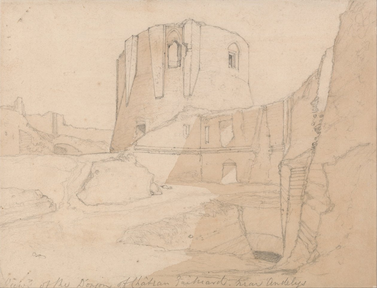 Vista del torreón de Chateau Gaillard, cerca de Andelys, Normandía de John Sell Cotman