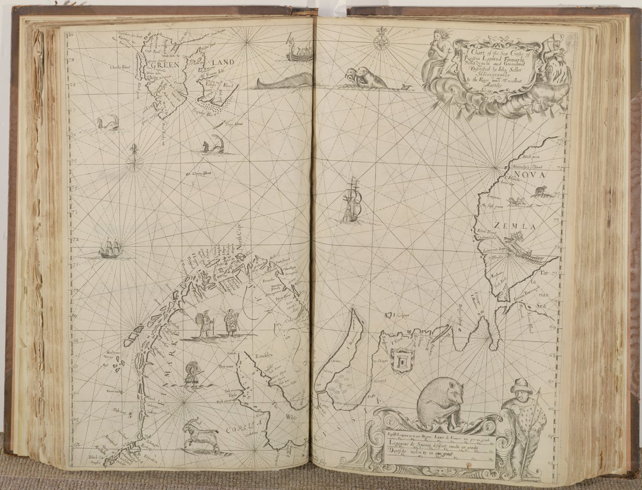 Un mapa de las costas marítimas de Rusia, Laponia, Finmarke, Nova Zemla y Groenlandia, 1671 de John Seller