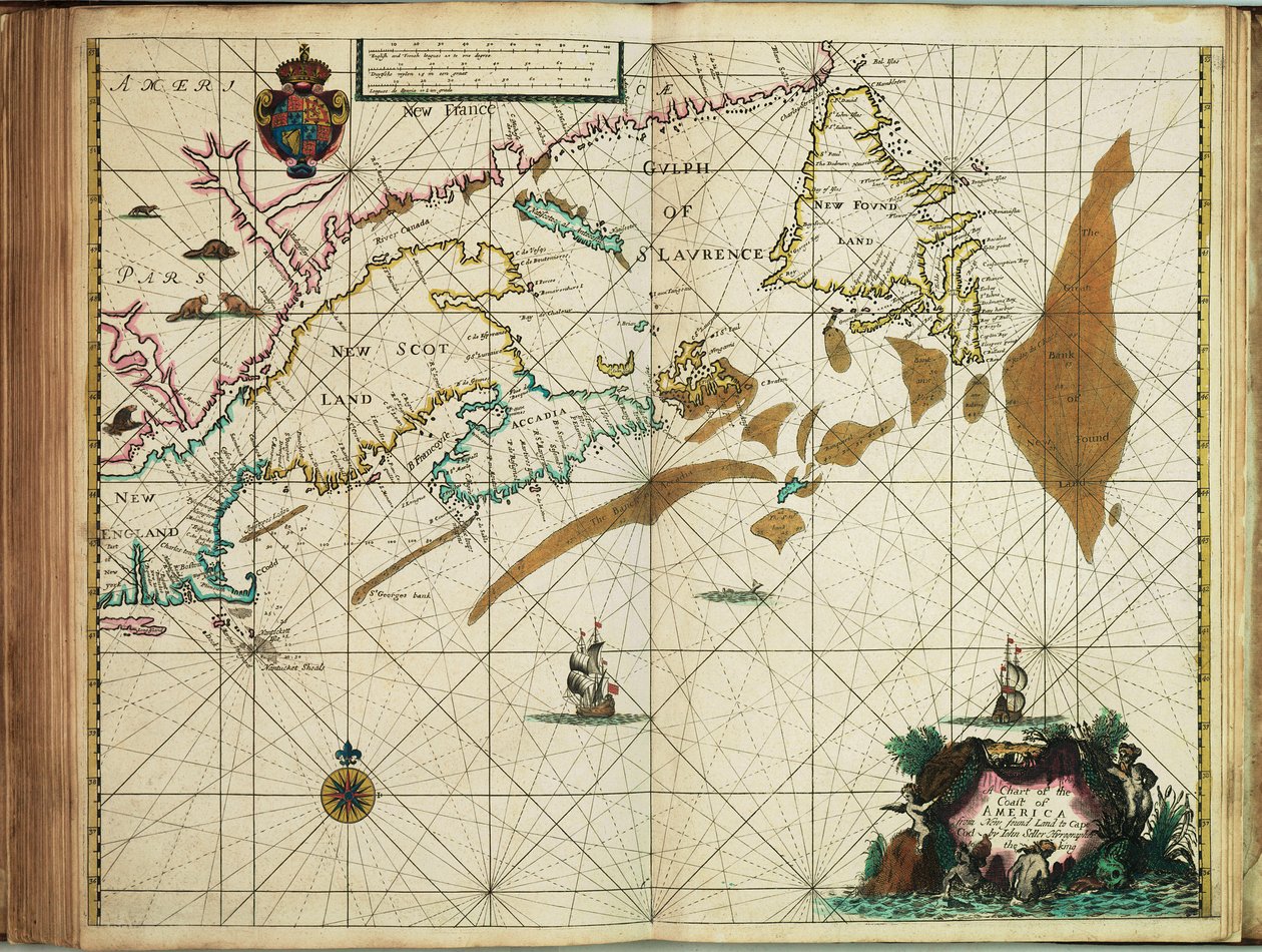 Carta de la costa de América desde Terranova hasta Cabo Cod de John Seller