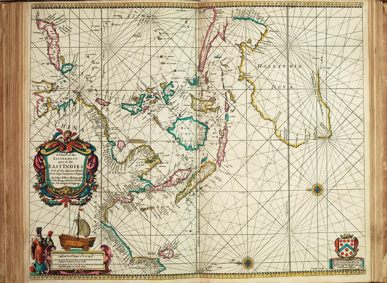 Carta de la parte más oriental de las Indias Orientales con todas las islas adyacentes desde Cabo Comorín hasta Japón. de John Seller