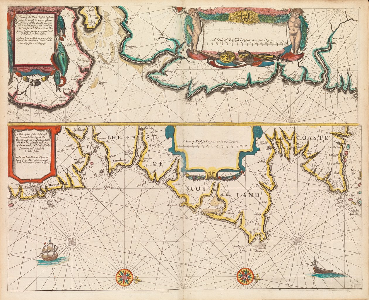 El piloto inglés el primer libro: descripción de la navegación septentrional, c.1671 (papel) de John Seller