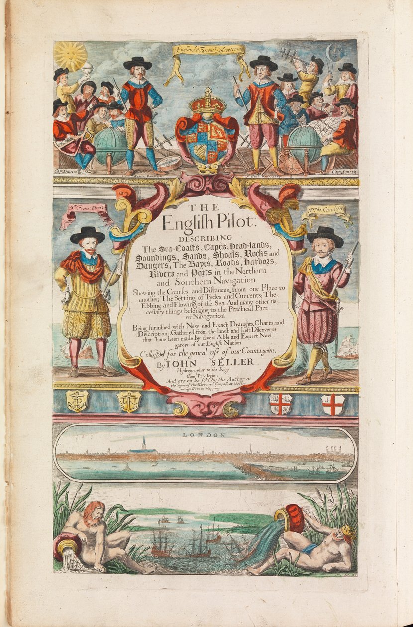 El piloto inglés el primer libro: descripción de la navegación septentrional, c.1671 (papel) de John Seller