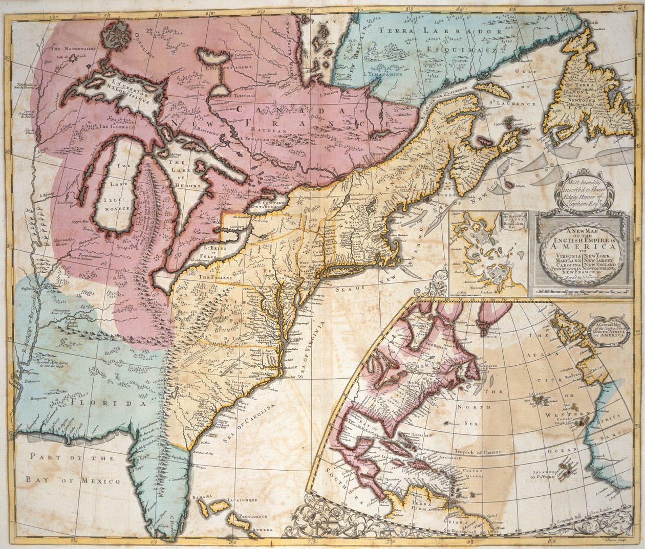 Un mapa de América y Canadá, de 