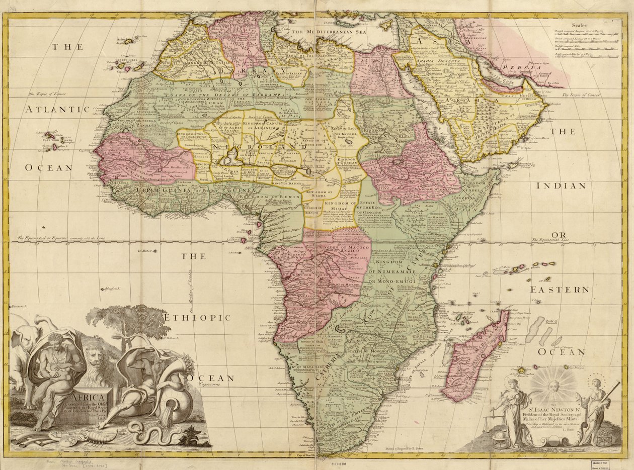 África - corregido a partir de las observaciones de la Royal Society de Londres y París. LOC 2005625330 de John Senex