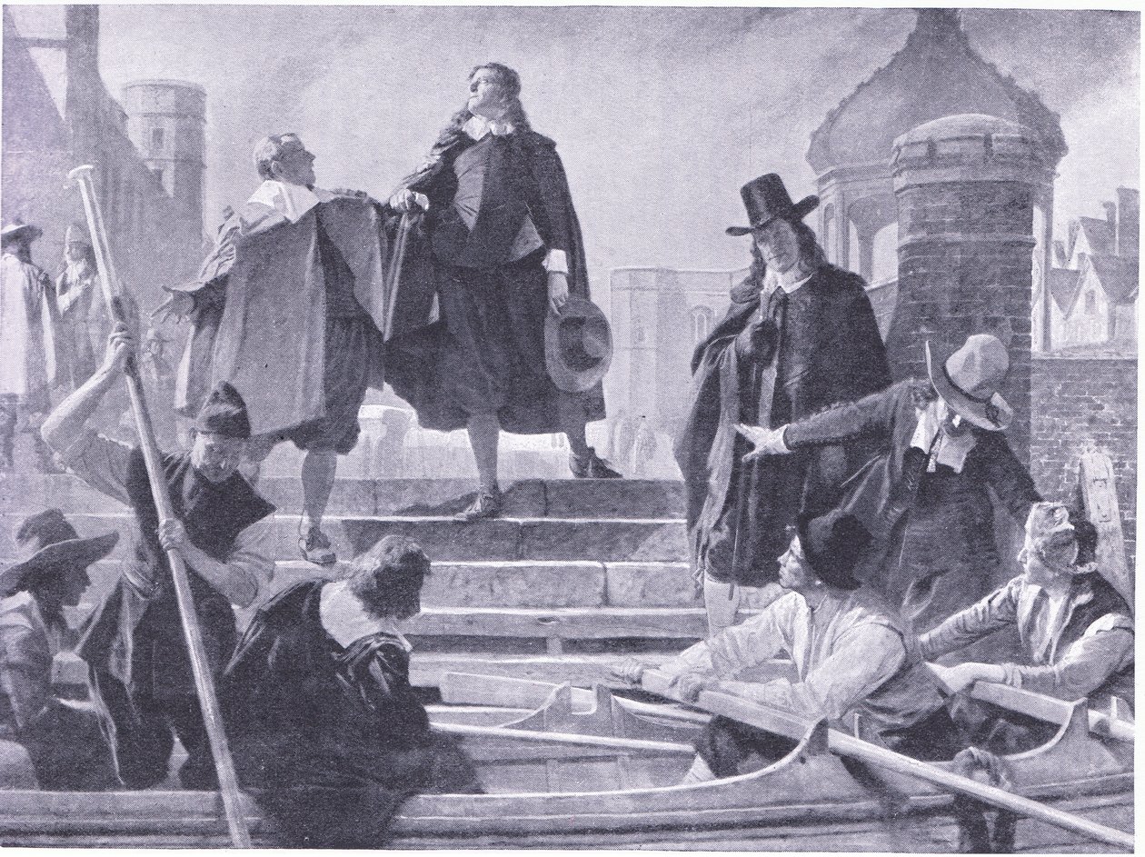 Huida de los cinco miembros, de Cassells Historia del Pueblo Británico publicada por la Waverley Book Company Limited, c.1940 de John Seymour Lucas