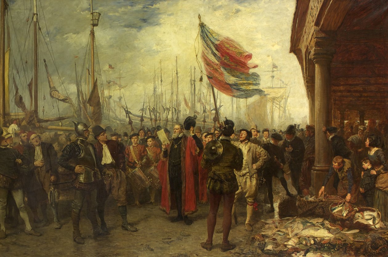 La llamada a las armas - Muelle de Plymouth de John Seymour Lucas