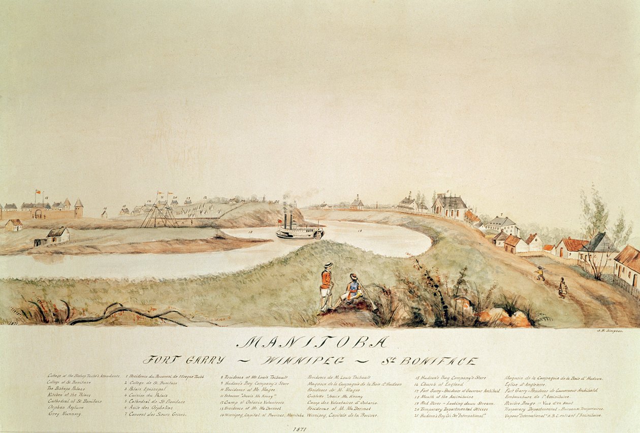 Manitoba, mostrando una estación comercial de la Compañía de la Bahía de Hudson, 1871 de John Simpson