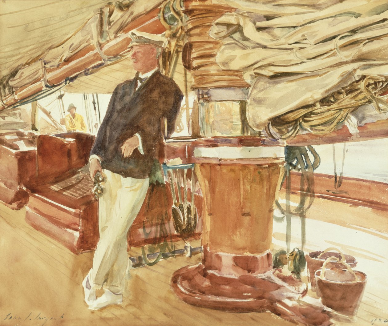 El capitán Herbert M. Sears en la cubierta del yate goleta Constellation de John Singer Sargent
