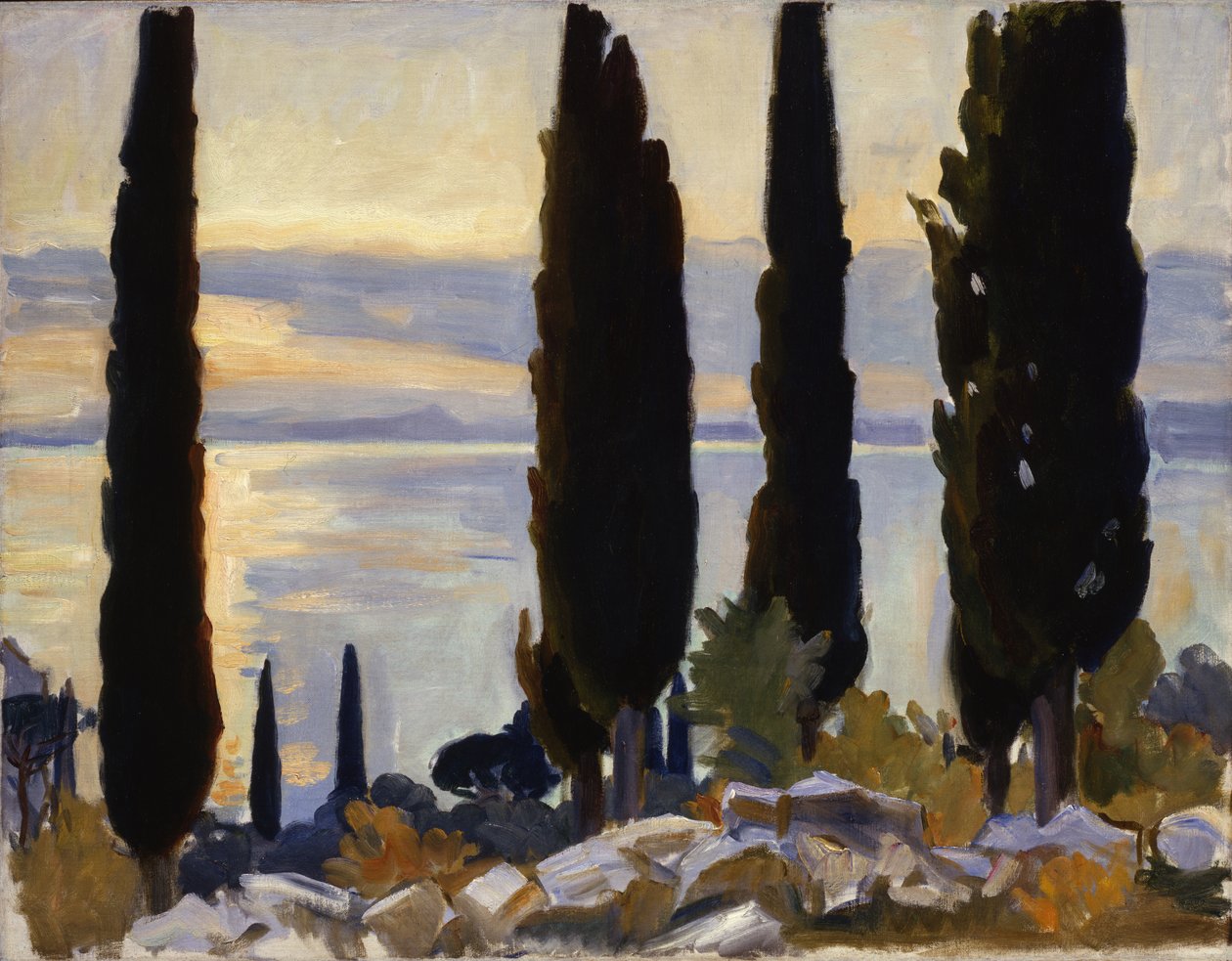 Árboles de ciprés en San Vigilio, 1913 de John Singer Sargent
