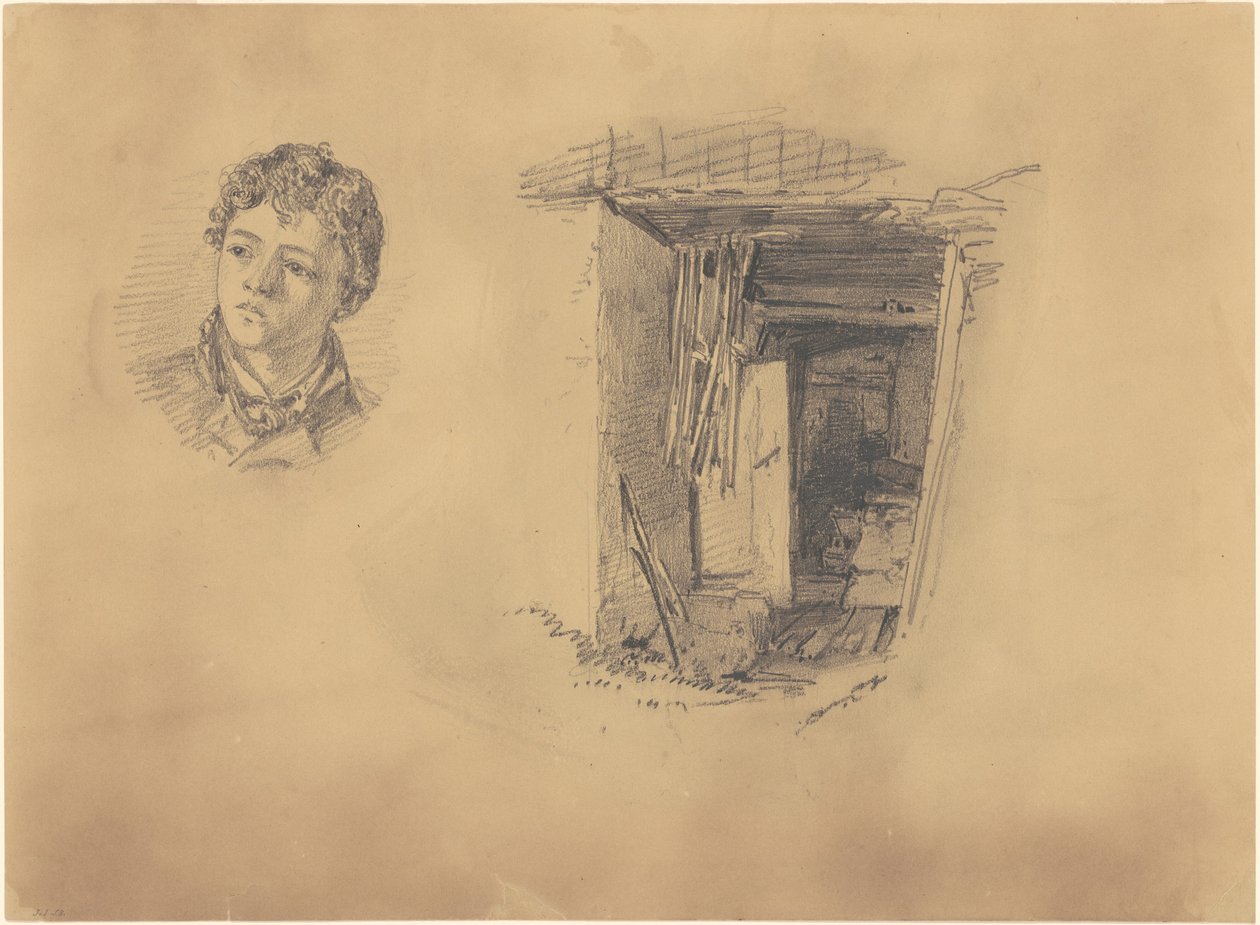 Cabeza de un niño y la entrada a una choza, 1871 de John Singer Sargent