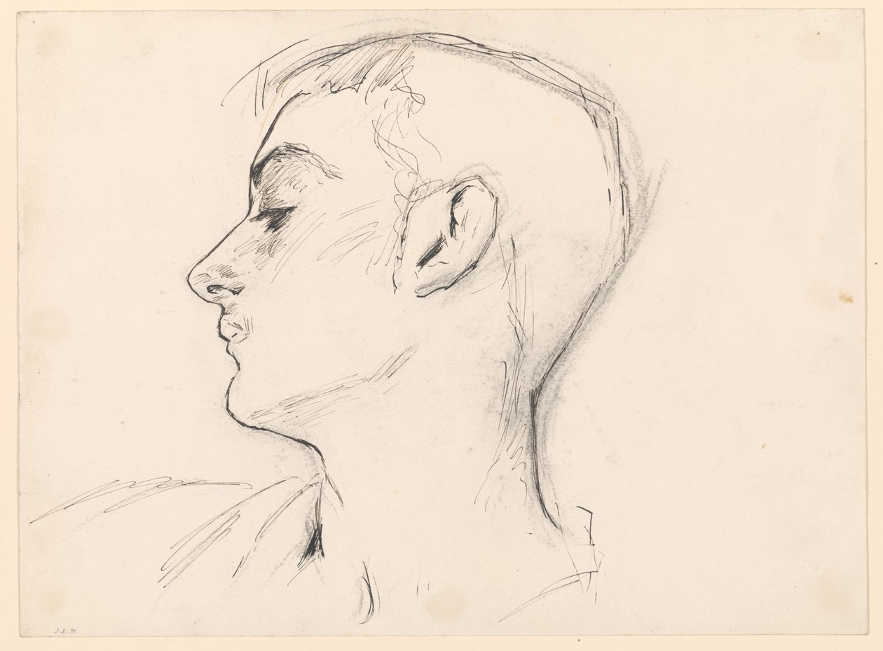 Cabeza de un joven (Albert de Belleroche) de perfil de John Singer Sargent