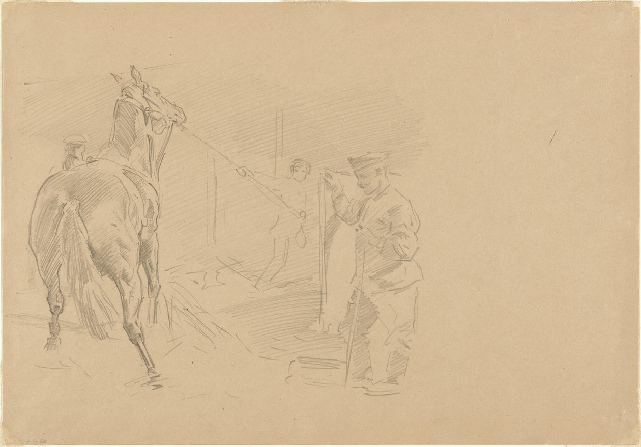 Hombre Tirando de un Caballo a un Establo, 1918 de John Singer Sargent