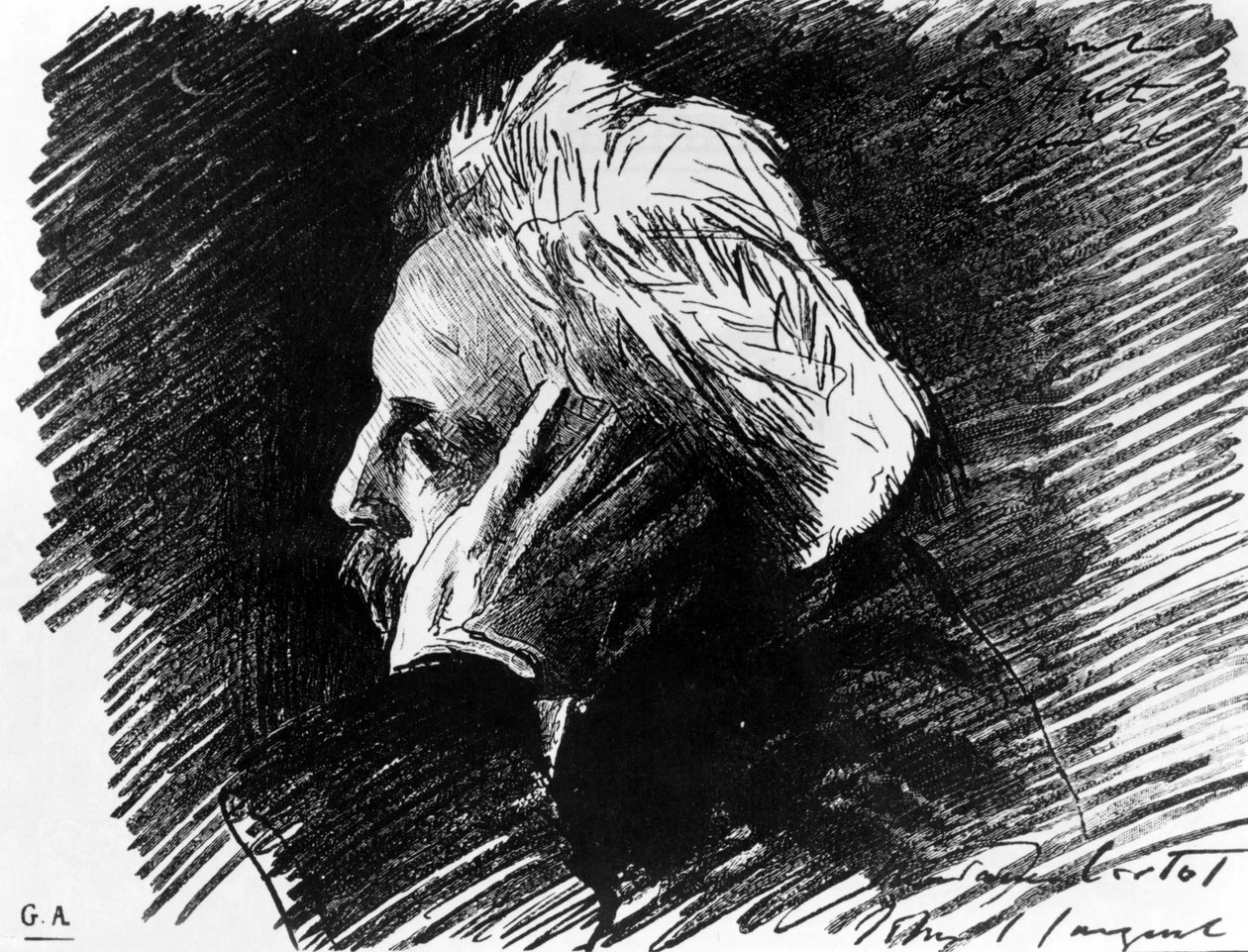 Retrato de Gabriel Fauré (1845 - 1924), compositor francés. Carbón por su amigo John Singer Sargent (1898). de John Singer Sargent