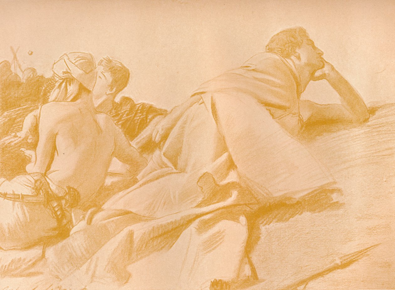 Figuras reclinadas David en el campamento de Saúl, c1905 de John Singer Sargent