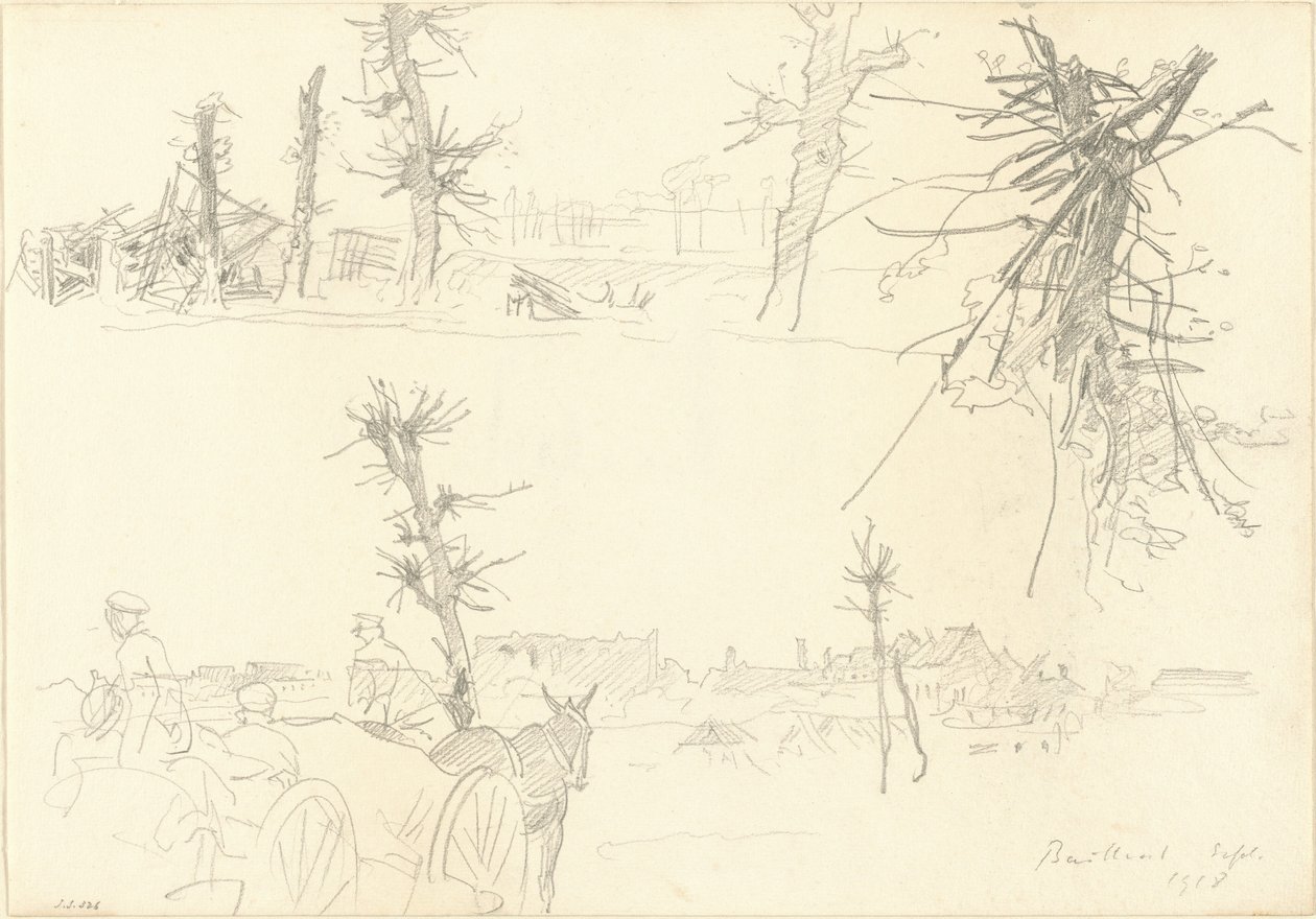 Soldados en un Paisaje Devastado [recto] de John Singer Sargent