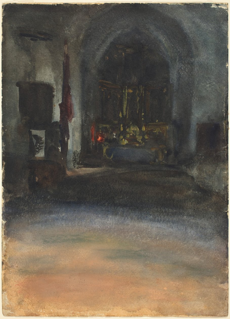 Interior de iglesia española, c. 1880 de John Singer Sargent