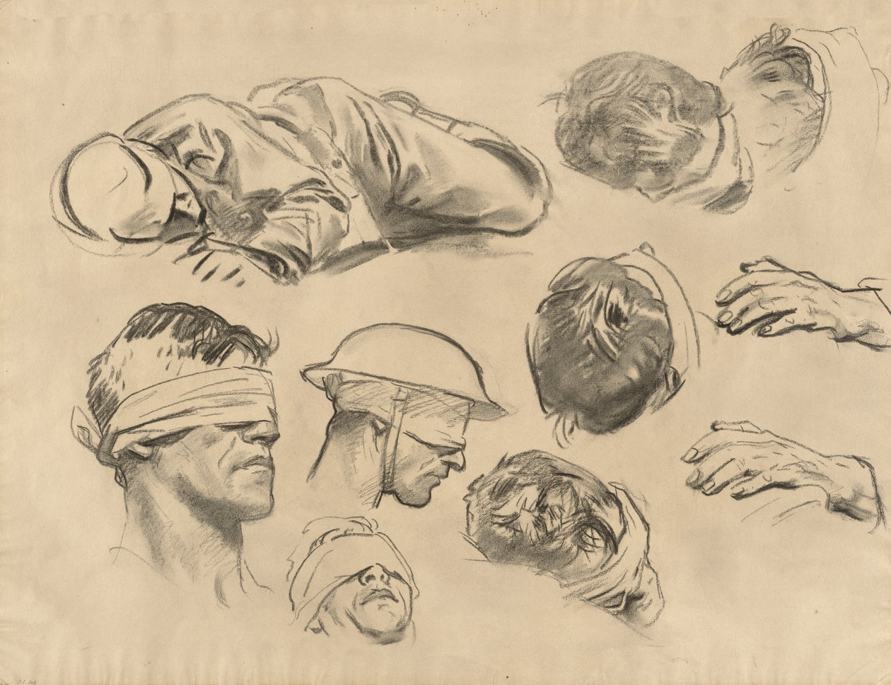 Estudios para Gassed, 1918-1919 de John Singer Sargent