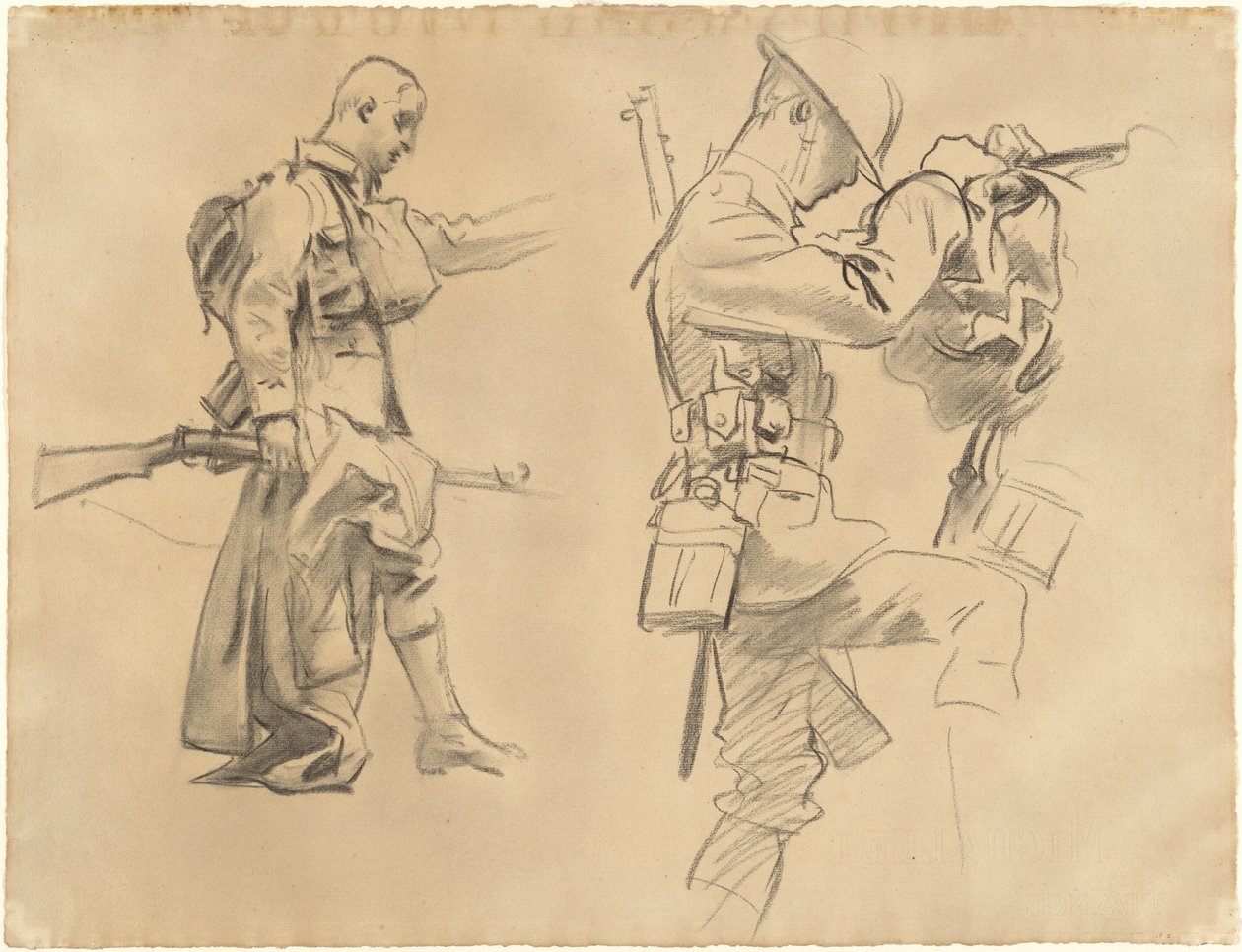 Estudios para "Gassed" (anverso) de John Singer Sargent