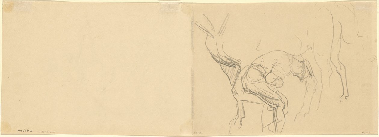 Estudio para "Herrando Caballos de Caballería en el Frente" (verso) de John Singer Sargent