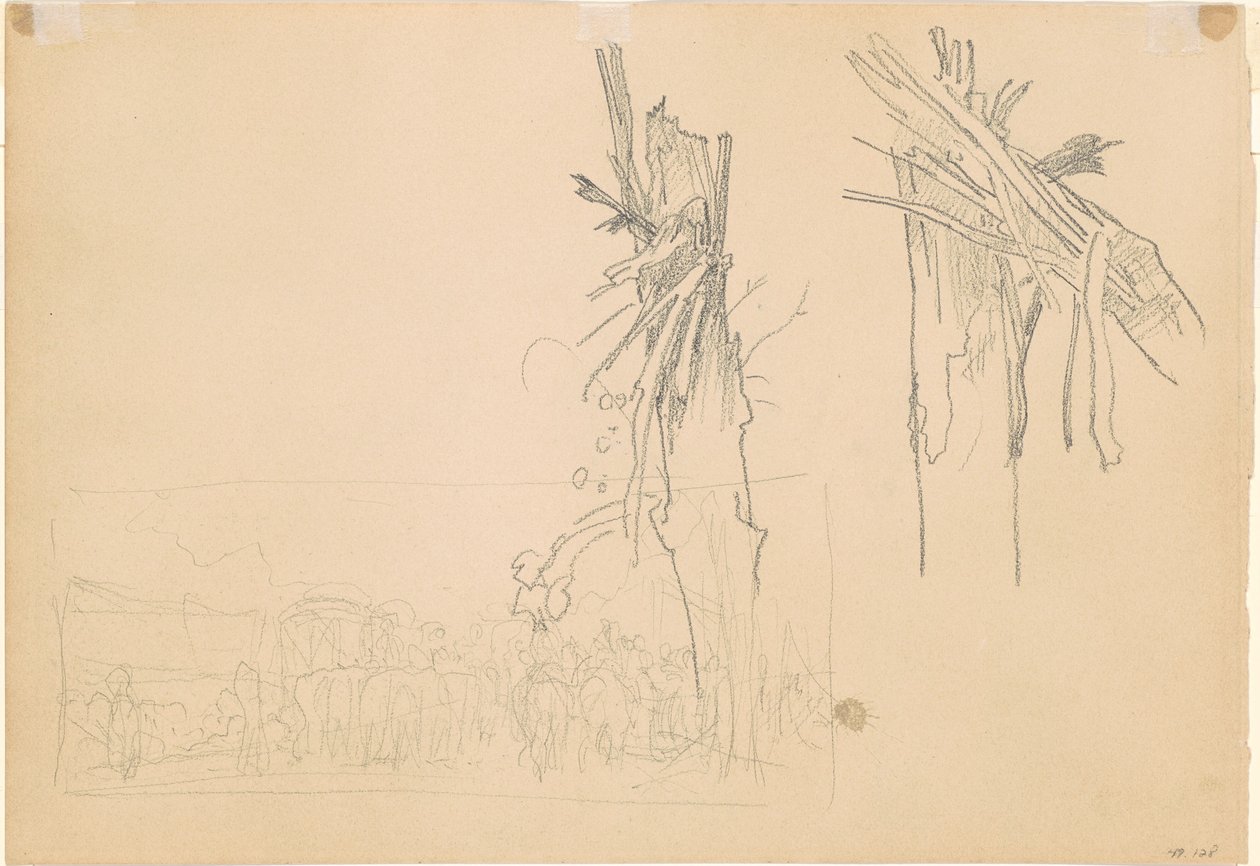 Dos Árboles Destrozados; y Estudio para "El Camino" [verso] de John Singer Sargent