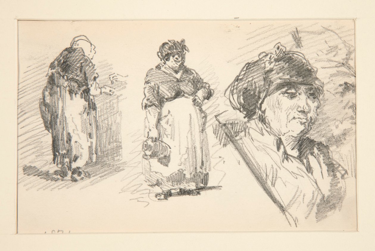 Dos figuras de pie y una cabeza de John Singer Sargent