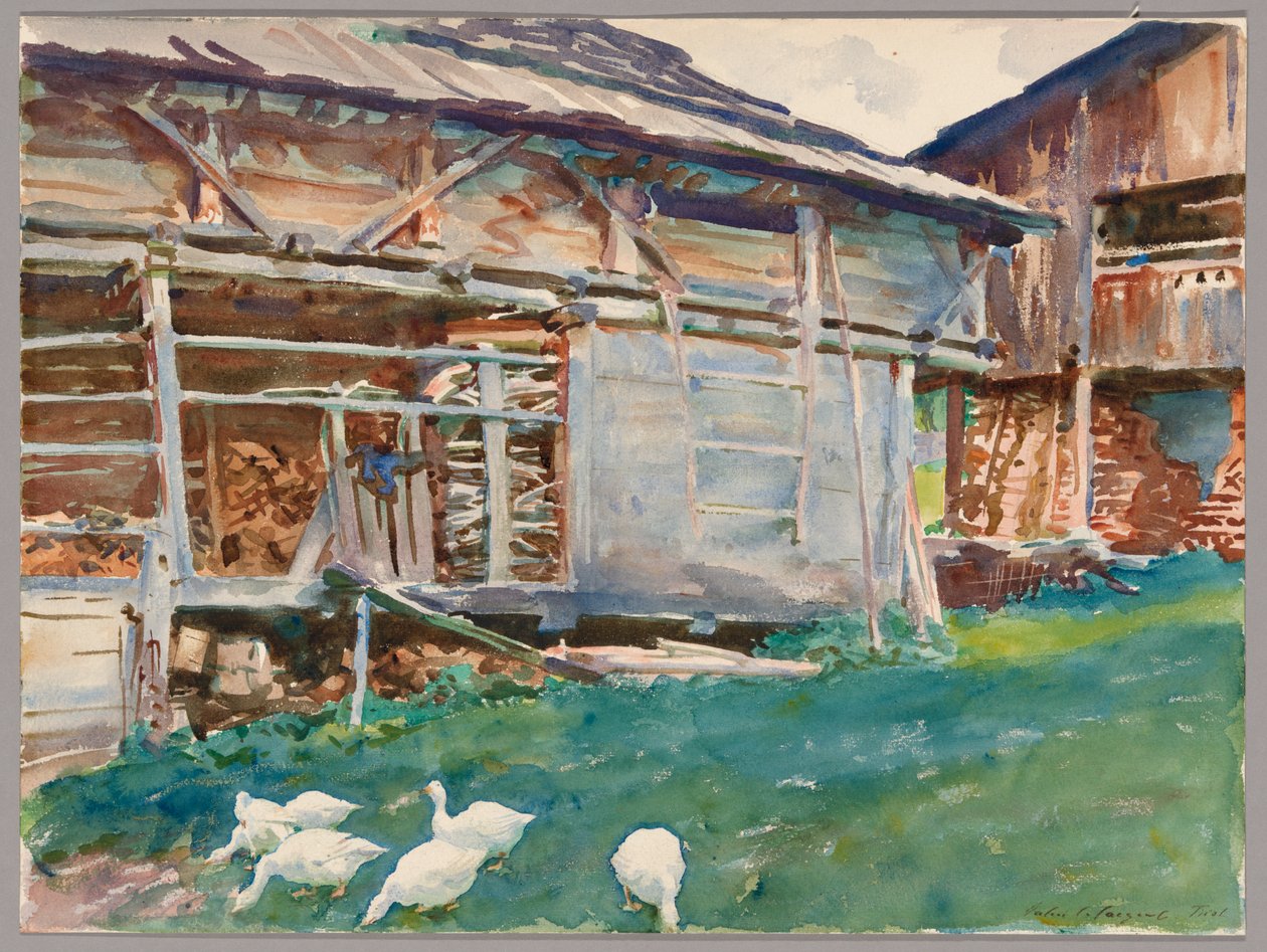 Cobertizos de madera, Tirol de John Singer Sargent
