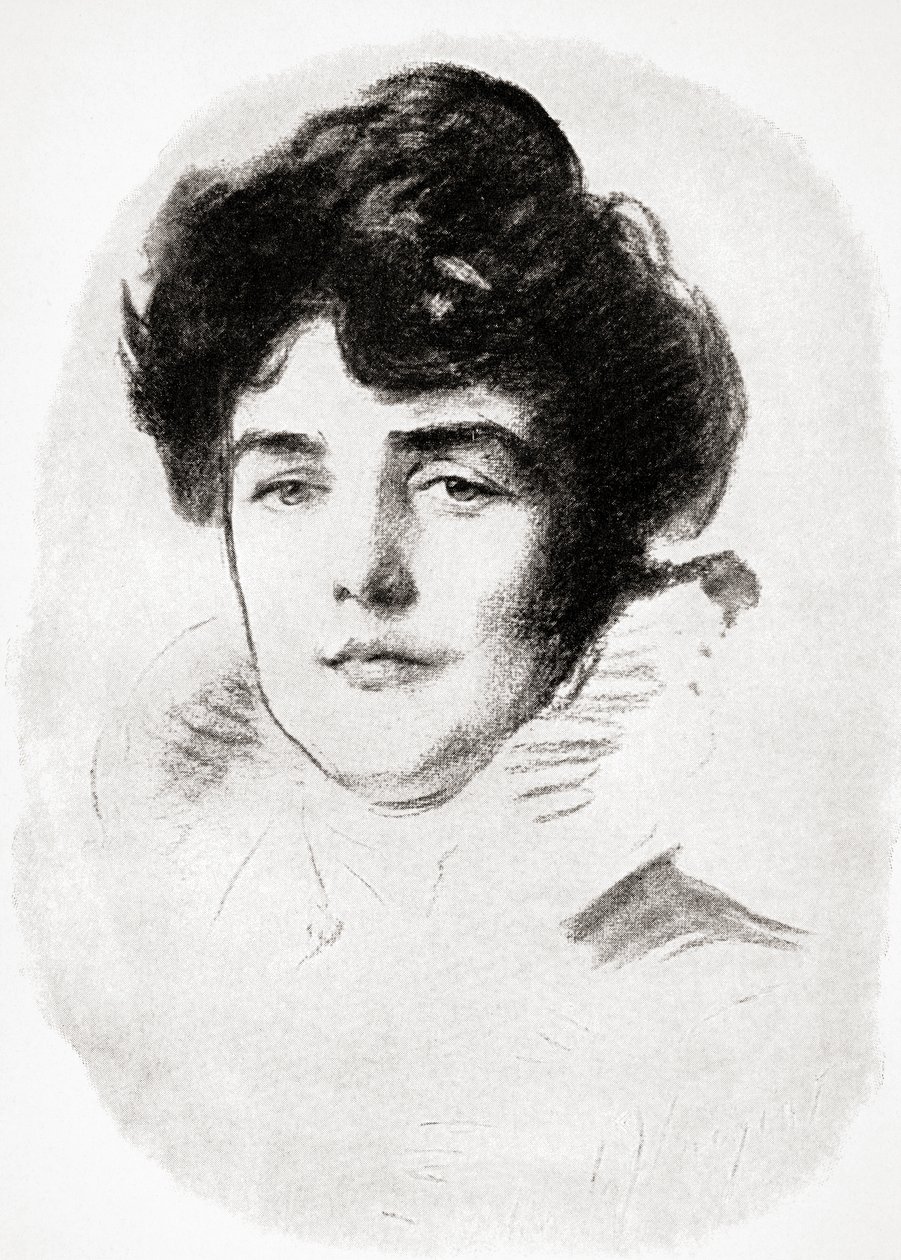 Jeanette Jennie Jerome, Lady Randolph Churchill y madre de Sir Winston Churchill, de A Roving Commission de Winston S. Churchill pub. por Scribners, 1930 de John Singer after Sargent
