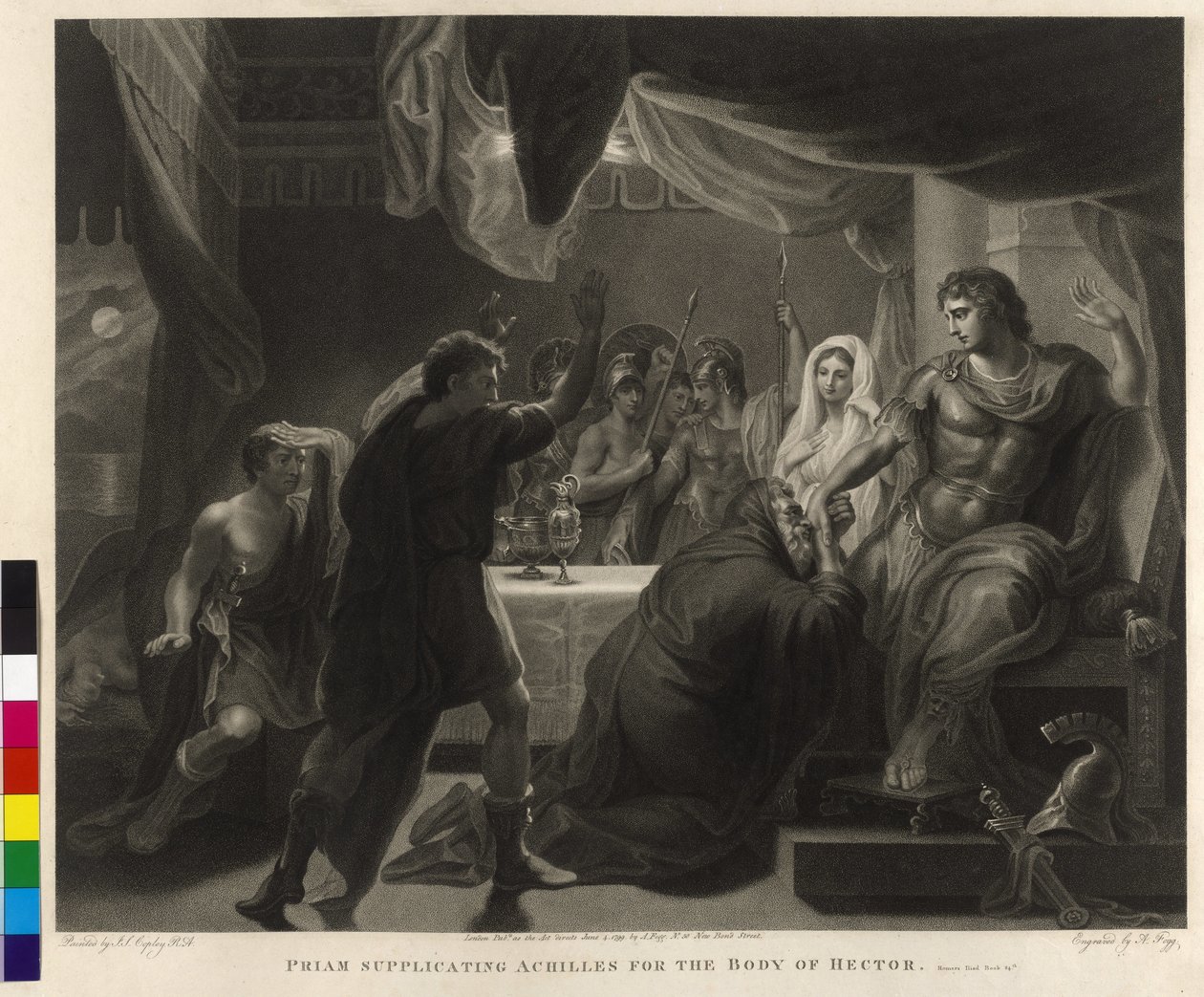 Príamo suplicando a Aquiles por el cadáver de Héctor de John Singleton Copley