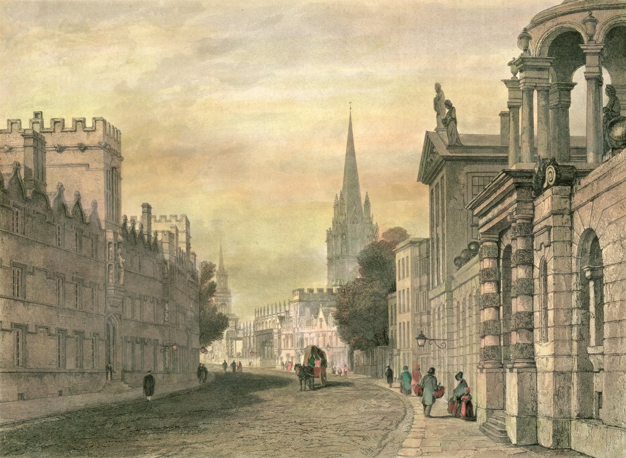 La Calle Alta, Oxford, grabado por G. Hollis, 1835 de John Skinner Prout