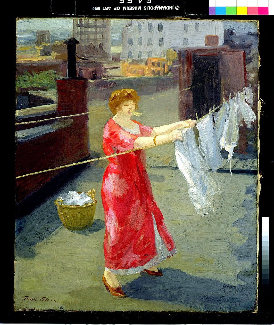 Kimono rojo en el tejado de John French Sloan
