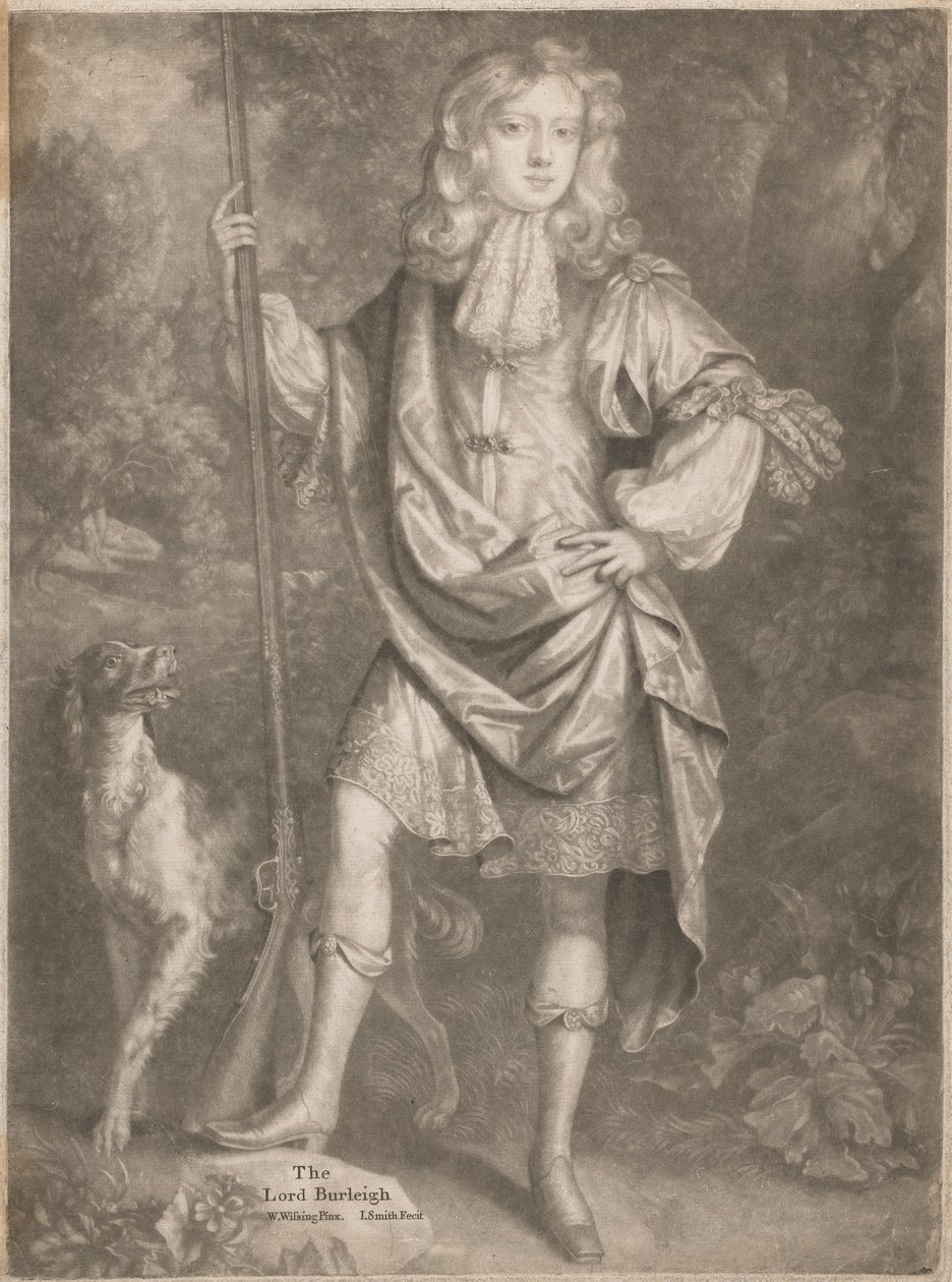 Lord Burleigh [de joven, de pie, con una pistola en la mano y un spaniel a su lado] de John Smith