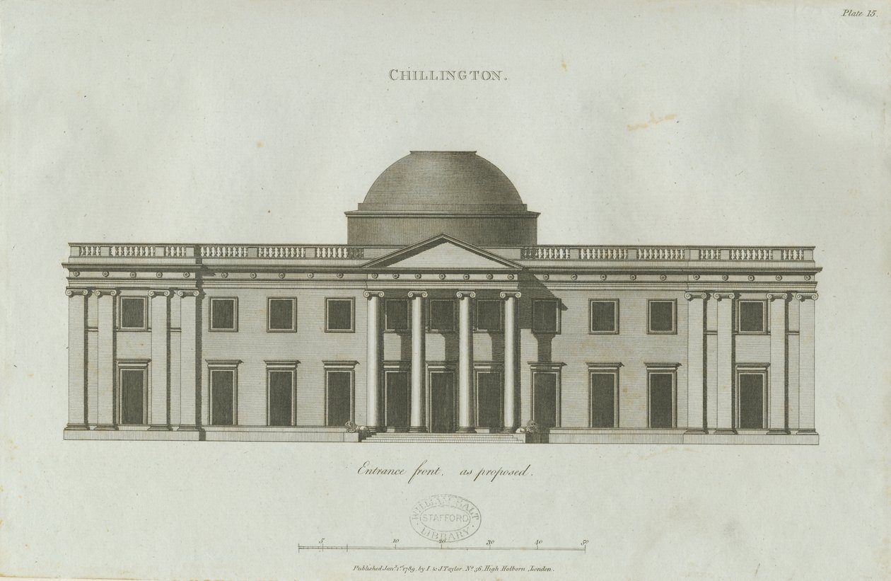 Chillington Hall: grabado de John Soane