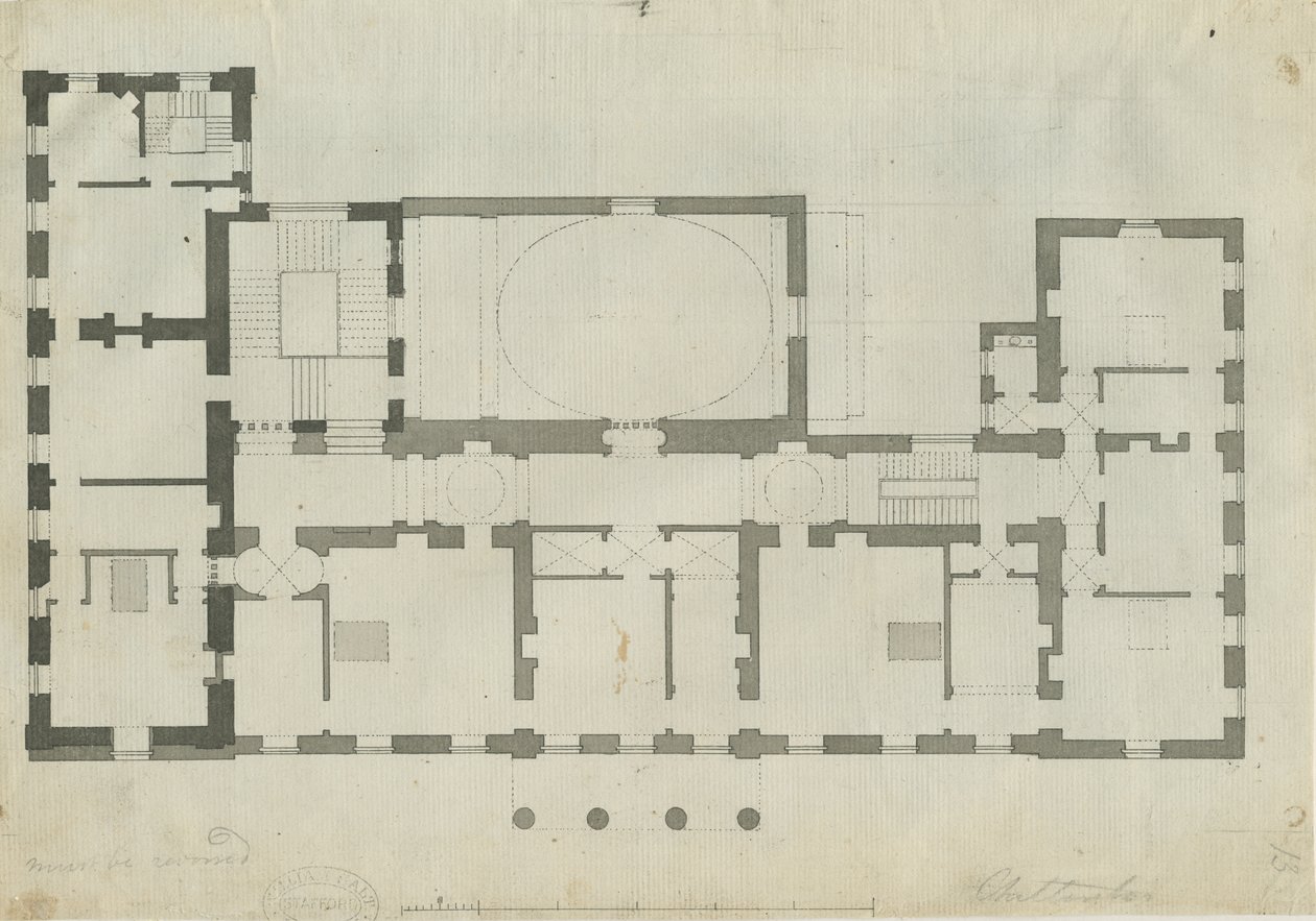 Chillington Hall: dibujo a pluma y lápiz, nd [1789] de John Soane
