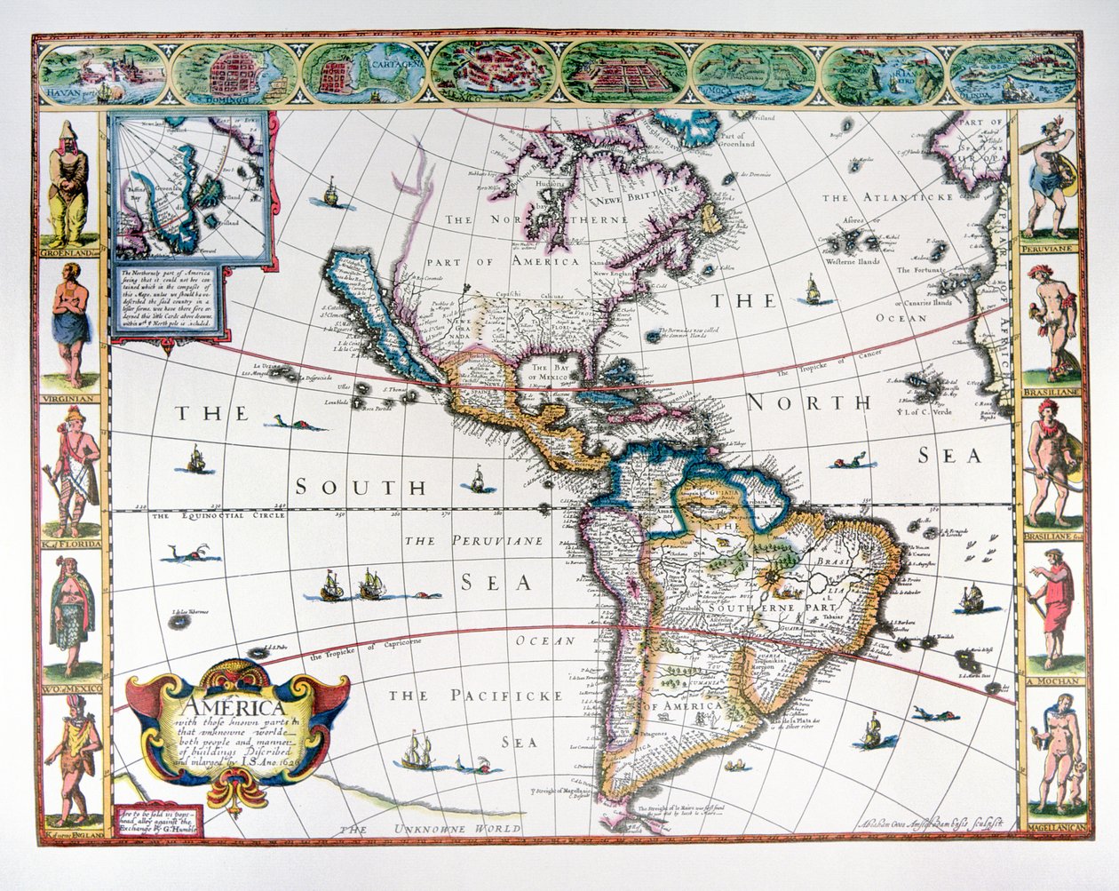 Mapa del hemisferio occidental en 1626 de John Speed