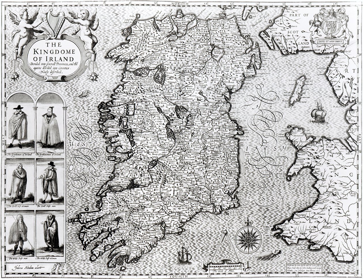 El Reino de Irlanda, grabado por Jodocus Hondius (1563-1612), 