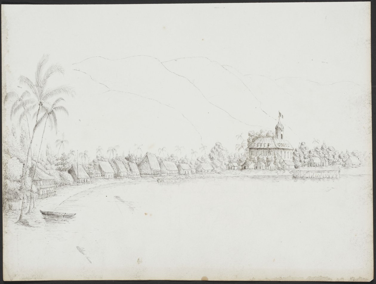 Vista de Papeete desde el puerto, noviembre de 1845 de John Speer