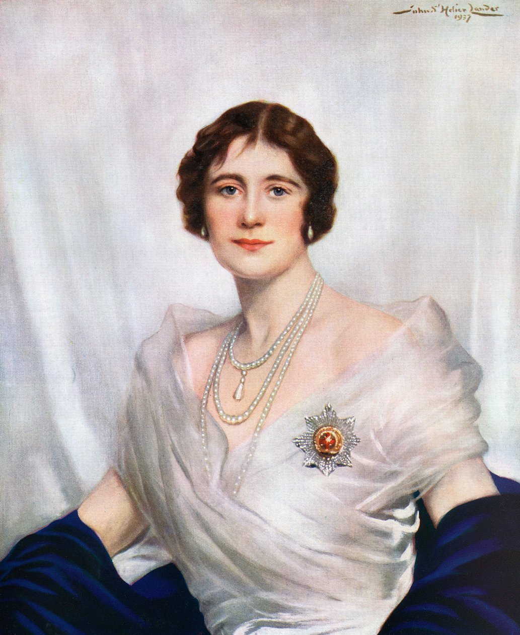 Retrato de Coronación de la Reina Isabel, la Reina Madre en 1937 de John St. Helier Lander