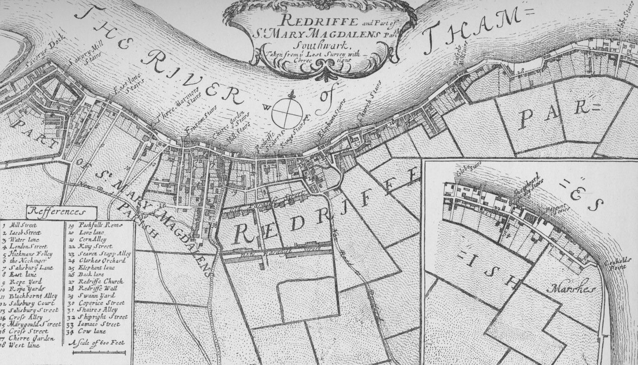 Un plano de Rotherhithe, 1755, 1912 de John Stow