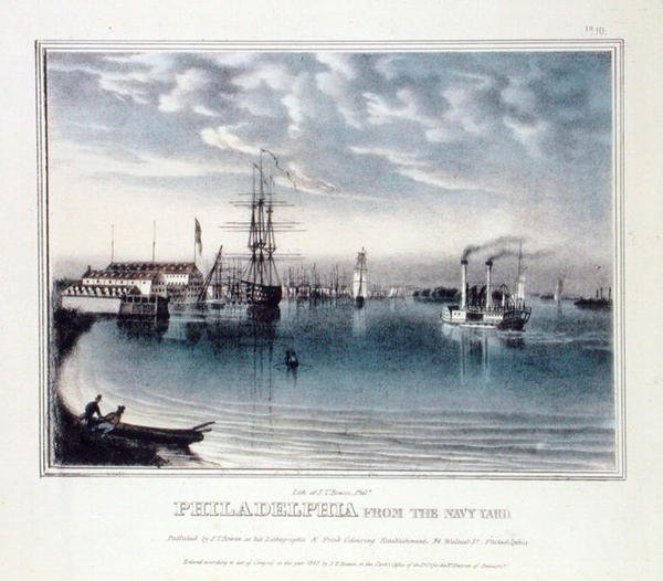 Filadelfia desde el astillero naval, c.1840 de John T. Bowen