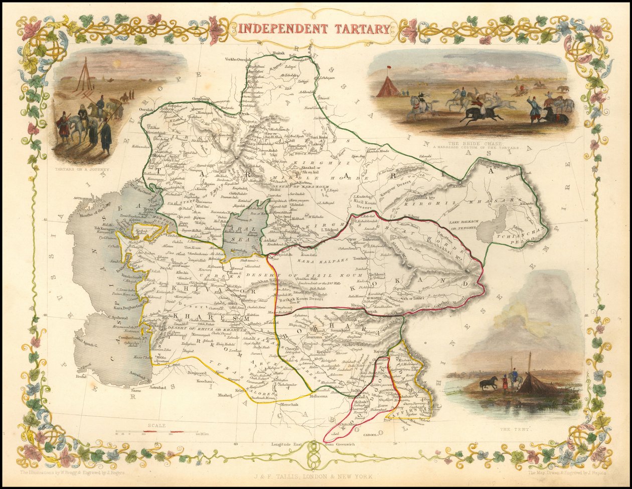 Mapa de Tartaria independiente de 1851, por John Tallis de John Tallis