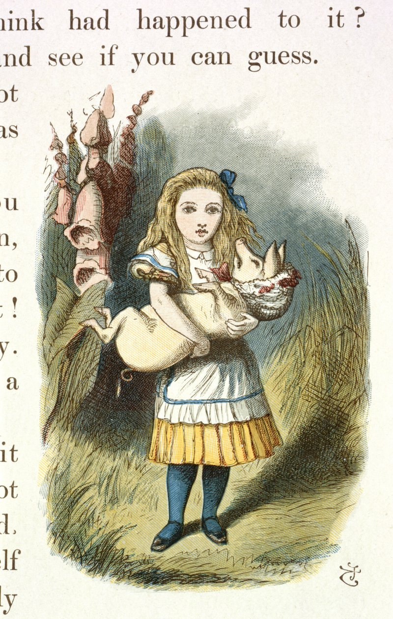 Alicia y el bebé cerdito de John Tenniel