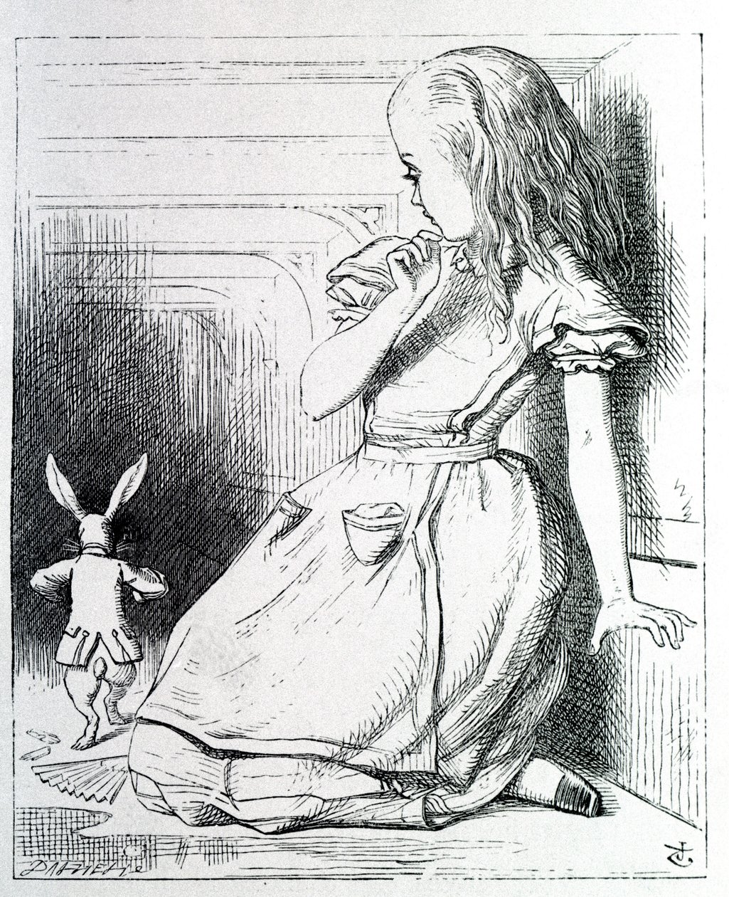 Alicia y el conejo - en "Las aventuras de Alicia en el País de las Maravillas y a través del espejo" de Lewis Carroll, il. John Tenniel (1820-1914) de John Tenniel