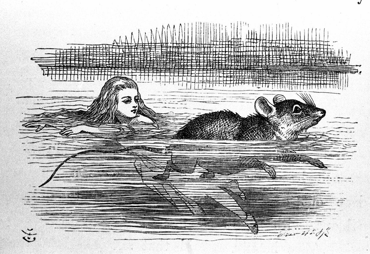 Alicia en el País de las Maravillas de Lewis Carroll (E. Dodgson). Ilustración de la primera edición por Tenniel de John Tenniel