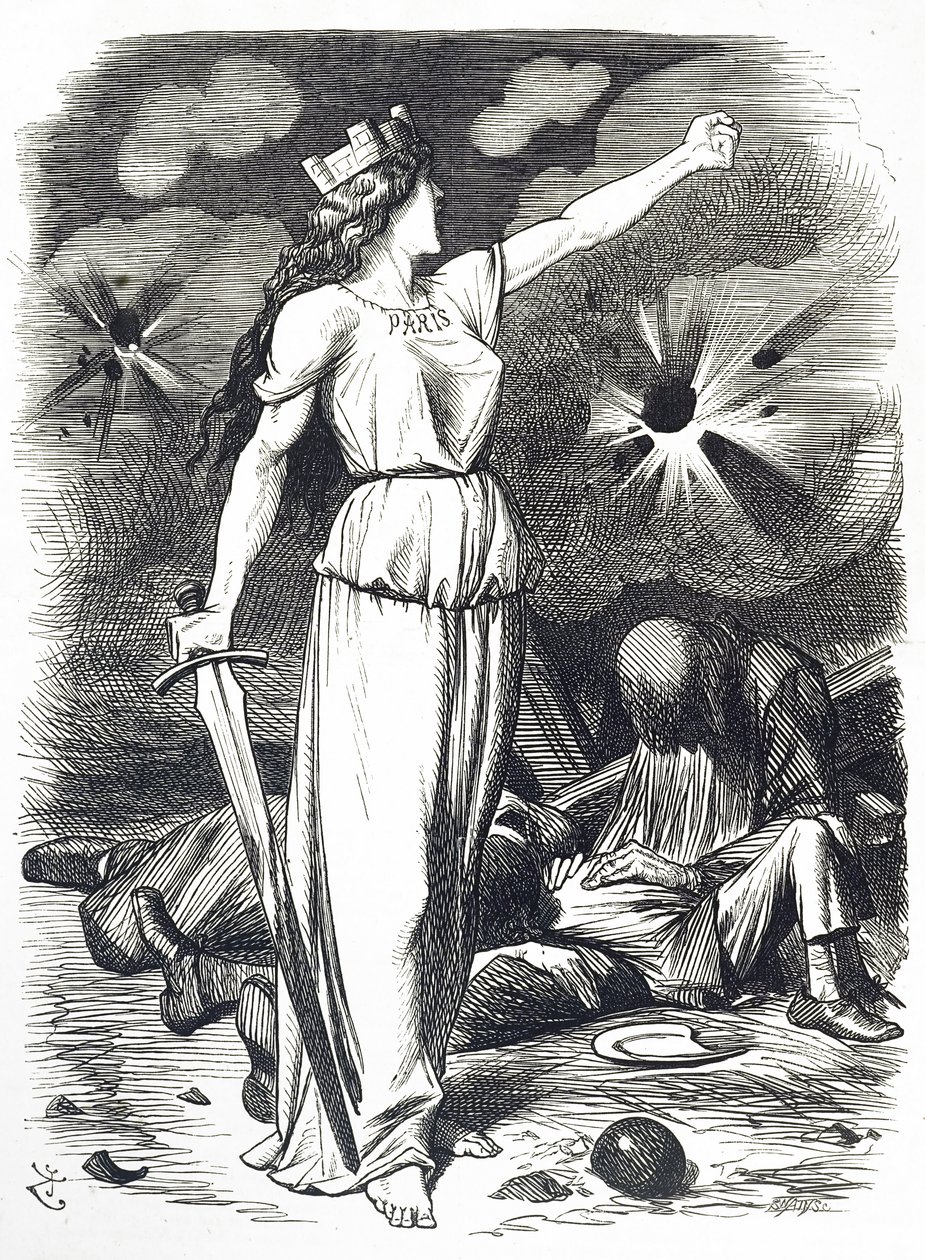 Caricatura comentando sobre el asedio de París, que tuvo lugar durante la Guerra Franco-Prusiana de John Tenniel