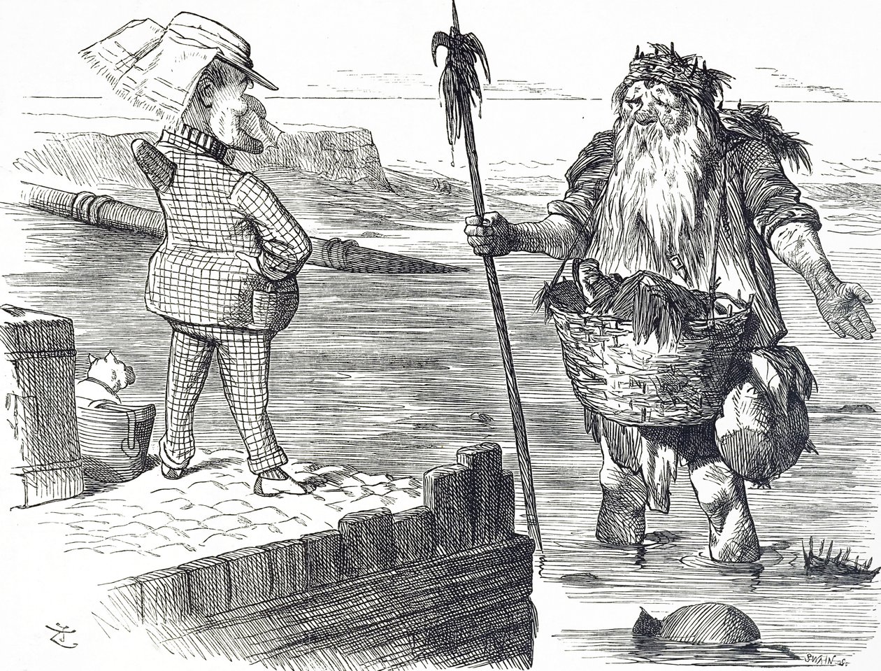 Caricatura comentando sobre la contaminación del Támesis en Londres de John Tenniel