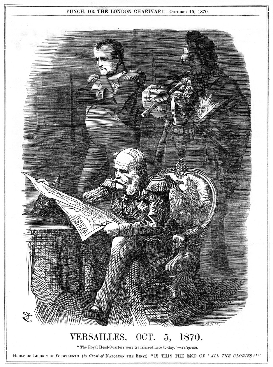 Guerra Franco-Prusiana 1870-1871: Sombras de Luis XIV y Napoleón I lamentando el desvanecimiento de la gloria de Francia de John Tenniel