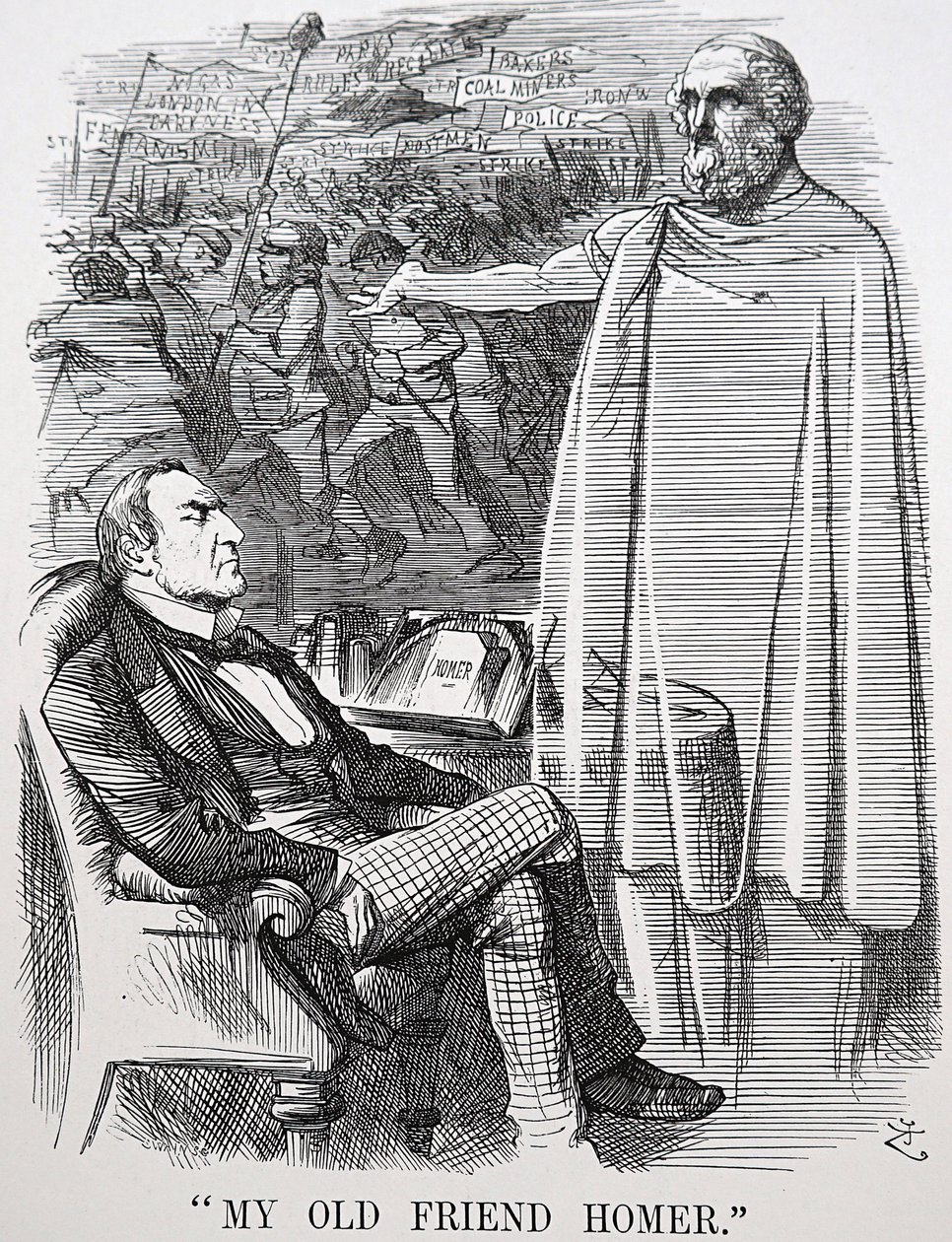 El viejo amigo de Gladstone, Homero de John Tenniel