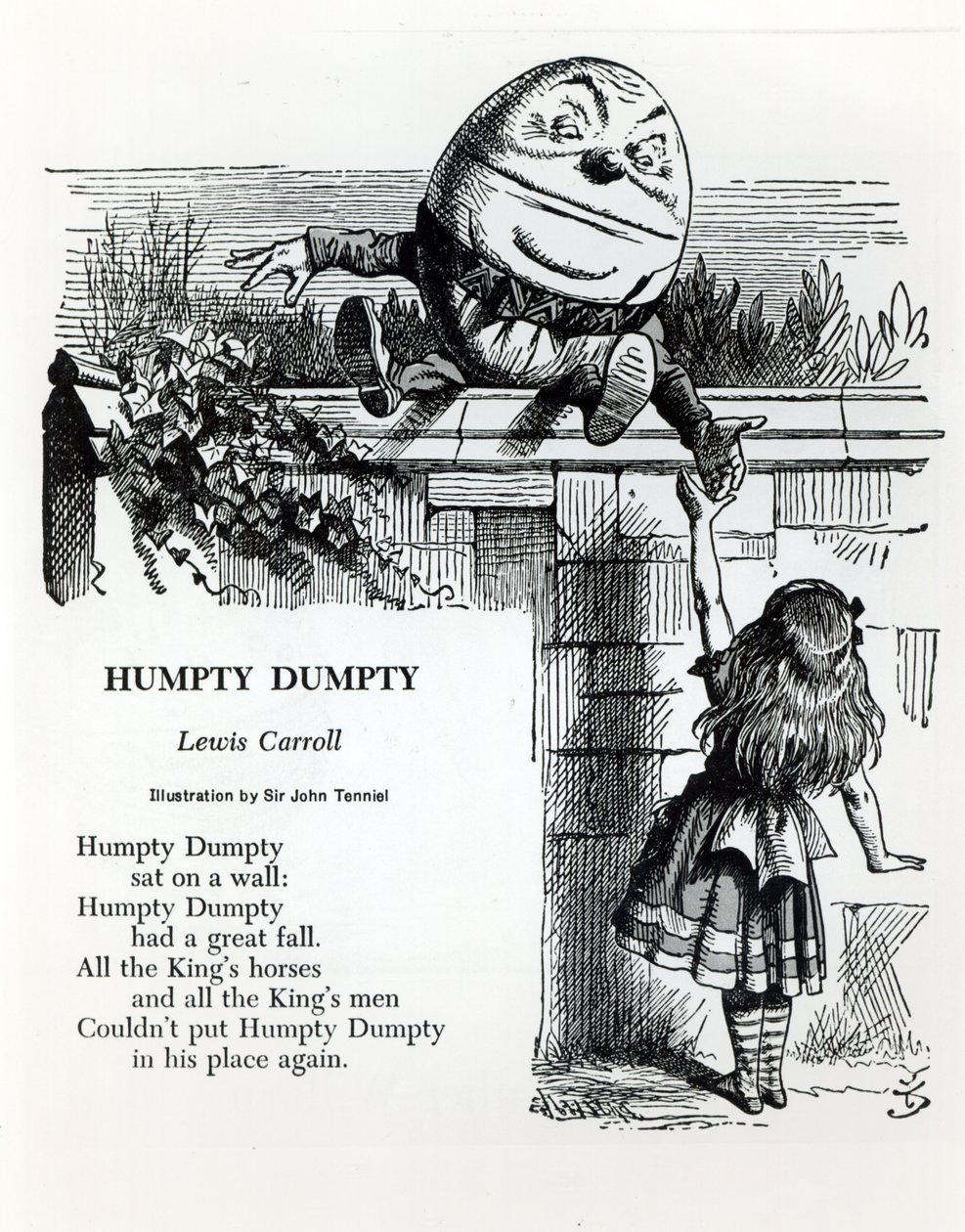 Humpty Dumpty, ilustración para la rima infantil de Lewis Carroll (1832-98) de John Tenniel